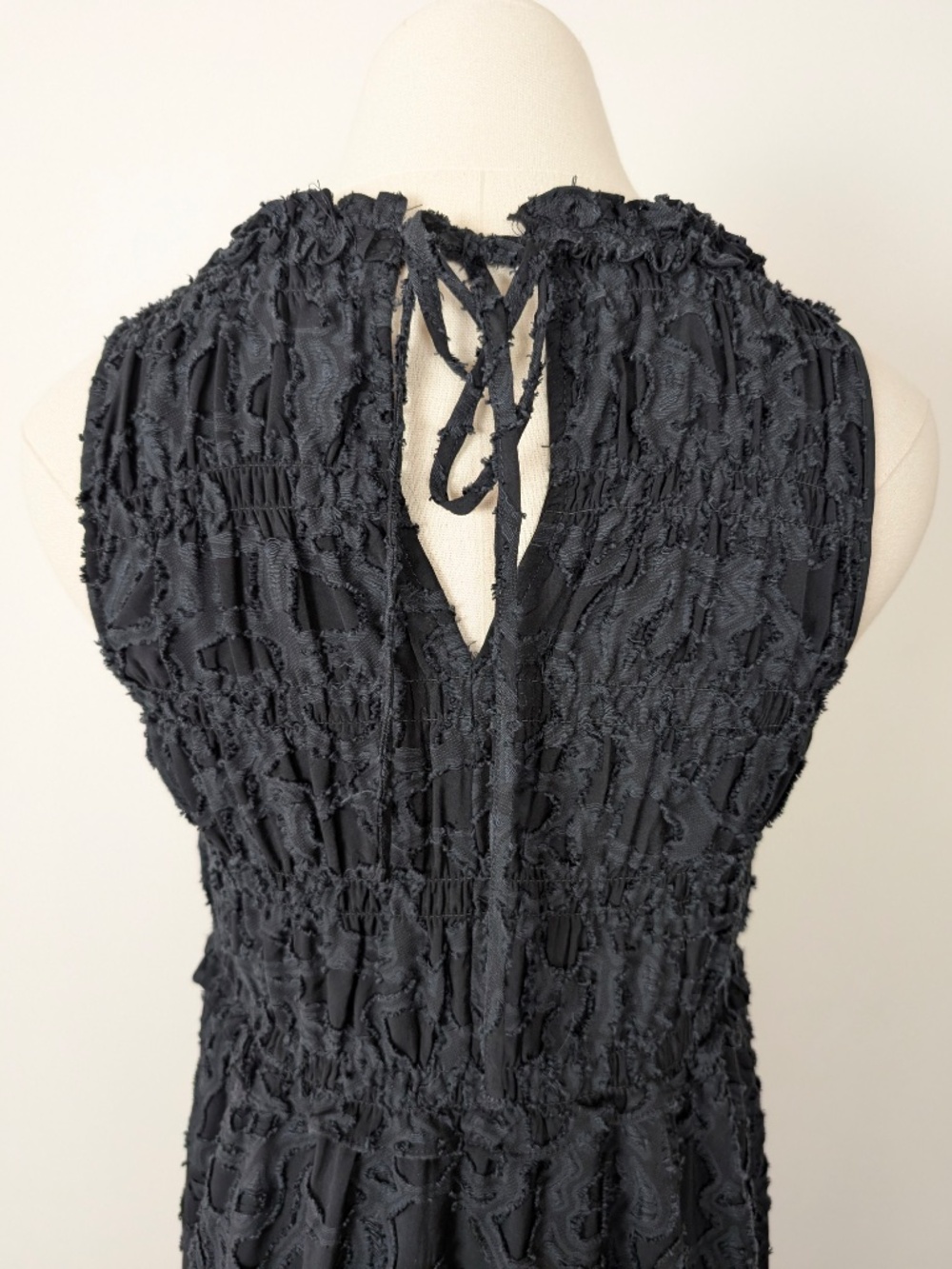 Club Monaco Black Smocked Midi Dress Formal Size XS High Neck - Picture 12 of 14